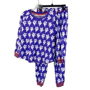 Disney Mickey Mouse Ghost Halloween Purple Orange Pajama Set Womens Size S